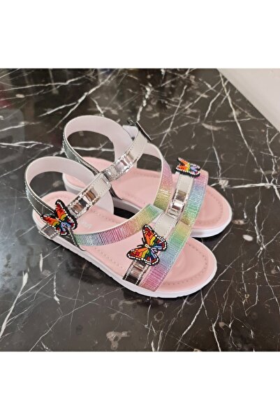 Pandalina Dětské sandály Letní dětské boty na suchý zip Butterfly Figured protiskluzová podrážka