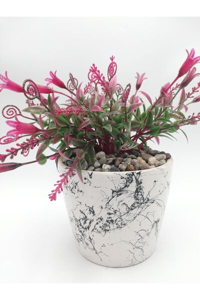 DAYS زهرة اليقطين الأرجوانية في وعاء سيراميك منقوش بالرخام