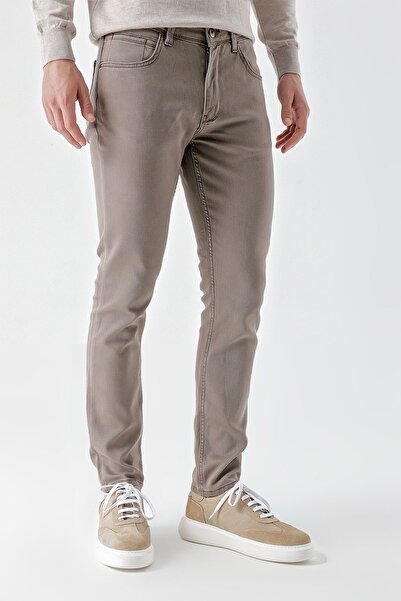 Morven Men's LIGHT BROWN Seasonal Cotton 5 Pocket Slim Fit Jean Pants