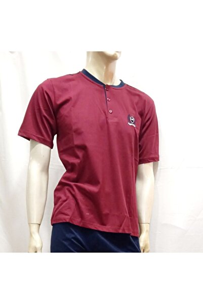 MasmaviMilla Erkek Bordo Düğmeli Tek Pijama Üst