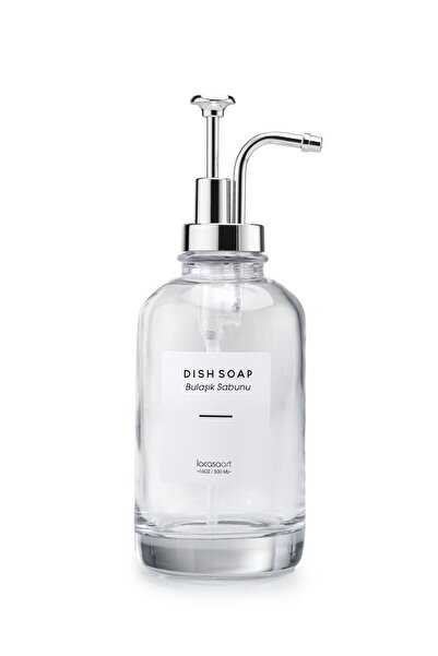 La Casa Art 500 ml Tezgah Üstü Cam Sıvı Sabunluk Mutfak (6 ADET ETİKET) Lcats20121