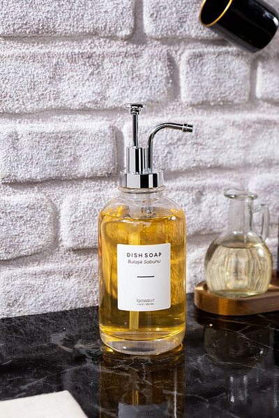 La Casa Art 500 ml Πάγκος Γυάλινος Διανομέας Υγρού Σαπουνιού Κουζίνας (6 ΤΕΜΑΧΙΑ ΕΤΙΚΕΤΑ) Lcats20121