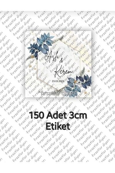 fırsatlar diyarı Henna Engagement Promise Wedding Wedding Gift Label Sticker - Square Shape 3 Cm - 150 Pieces