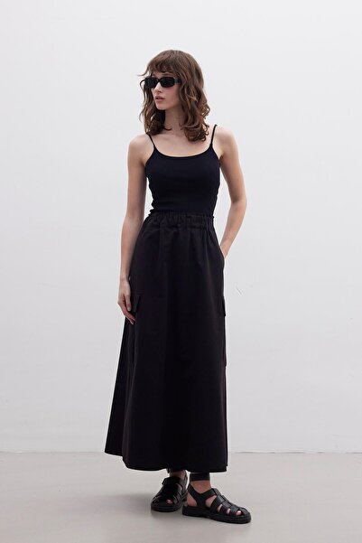 Manuka Black Skirt - Cargo Pocket Detail