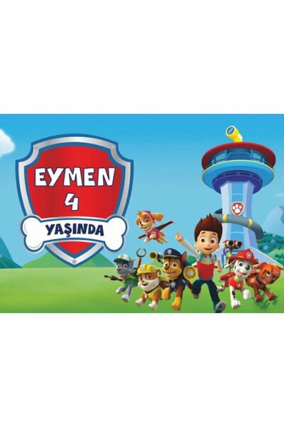avrupakutu Paw Petrol Temalı Resimli Kişiye Özel Isimli 70x100 Ölçüsünde Bran...