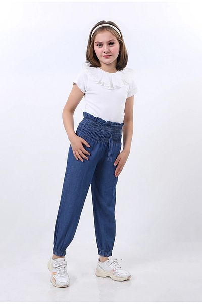 Kamex Blugi pentru fete Ice Blue - Curea cu cordon