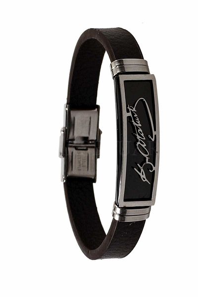 DiZe'S Tasarım Men's Bracelet - Special Design, Leather and Steel, Mustafa Kemal Atatürk Signature Cord