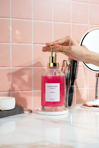 La Casa Art 500 ml стъклен дозатор за течен сапун за плот за баня (6 БР. ЕТИКЕТ)
