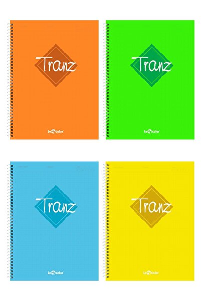 Le Color Set of 4 School Notebooks A4 Tranz Checkered 200 Sheets Pp Cover