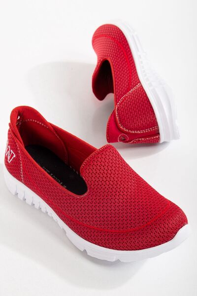 MİSSWEMODASHOES Kırmızı Ortopedi Kadın Babet Yürüyüş Ayakkabısı