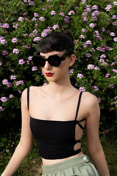 Polo55 Nairobi Black Geometric Oversize Women's Sunglasses