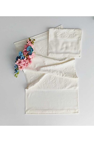 sarra Set de 2 prosoape cusute cu etamină (30X50-50X90 CM) - crem