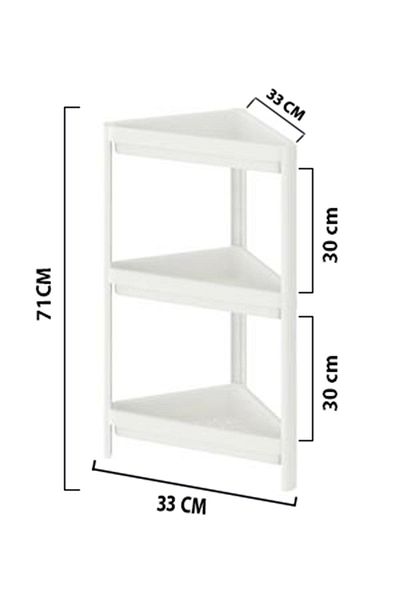 kitchen trend Raft de baie alb cu colțuri pe 3 niveluri