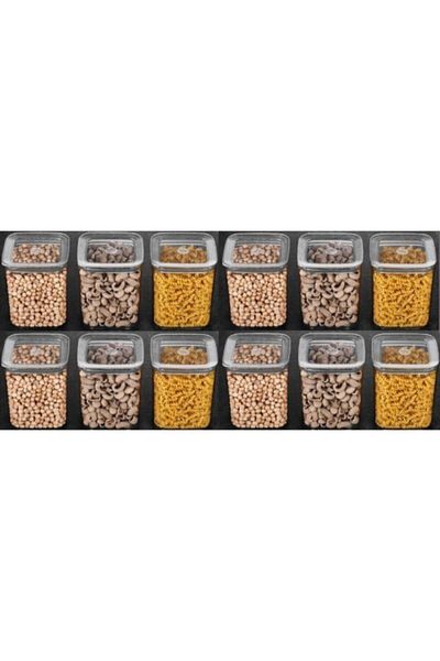 VİP AHMET Sude Square Storage Container 900 Ml X 12 Food Container 12 Pieces Set