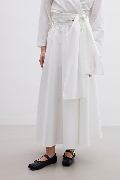 Manuka PREMIUM SKIRT ECRU WITH VOLAN