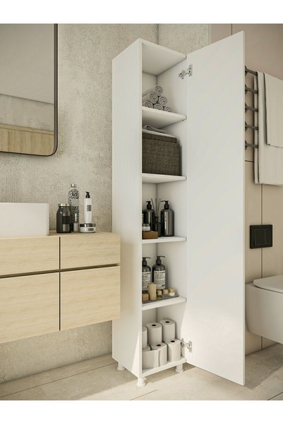 MONTENERO Çok Amaçlı Dolap Parlak Beyaz Banyo Dolabı