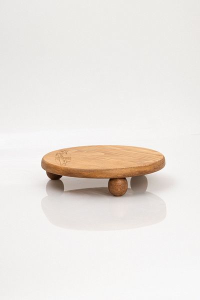 kitchen trend Justwood Risus Top Footed 25 Cm Wooden Round Cake Presentation Serving Plate