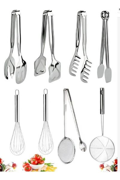 MODA OZY Izgara  Maşası Yağ Süzgeci Kepçe Kevgir Çelik Çırpıcı Servis Pasta M...