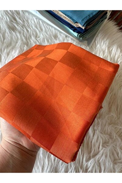 Organic Scarfs Bonjela Marka Dama İpeksi Jakar Şal - Turuncu