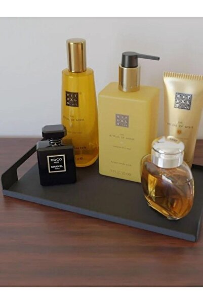 VİYAM Kahve Servis Tepsisi, Siyah Metal kahve Tepsi, Vale Tepsisi, Dekoratif TepsiParfüm Tepsisi