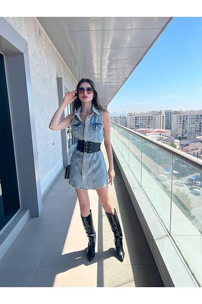 TamSeninTarzin Rochie Valeria Jean - Design cu închidere cu apăsare în față