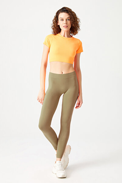 Los Ojos Flexible and Firming Khaki Sports Leggings - Seamless Basic Model