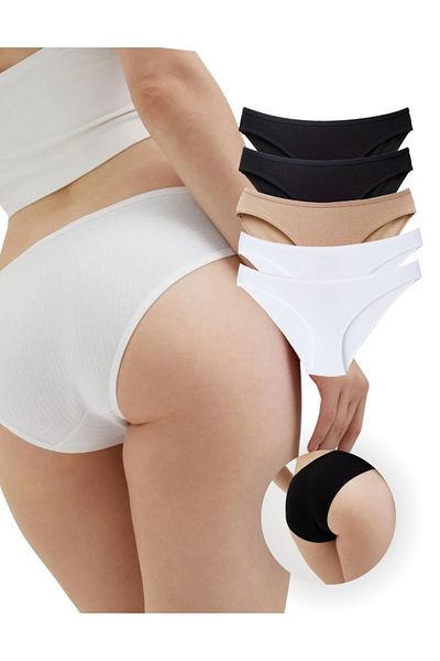 ALYA UNDERWEAR Chiloți bikini damă velur (S-M-L-XL-2XL) 2 buc negru, 2 buc alb, 1 buc pulbere
