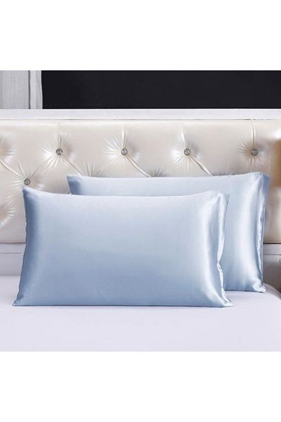 pistore Față de pernă din satin de mătase albastru deschis 50 X 70 Pachet de 2
