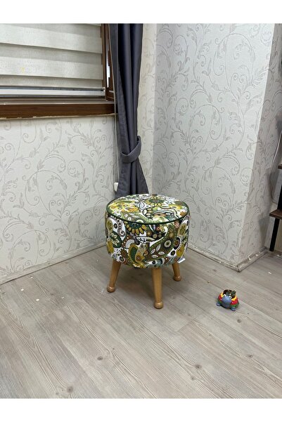 Asedia Miskin Naturel Yeşil Retro Ahşap Ayak Uzatma Pufu Makyaj Koltuğu Tabure Babalar Günü Hediyesi