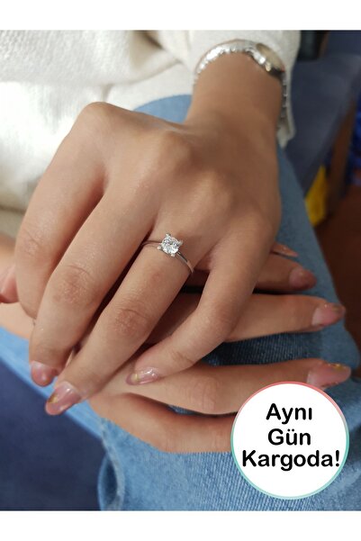 Lieza Kadın 925 Ayar Gümüş Tektaş Yüzük Evlilik Teklifi Sevgiliye Hediye Evlilik Yüzüğü