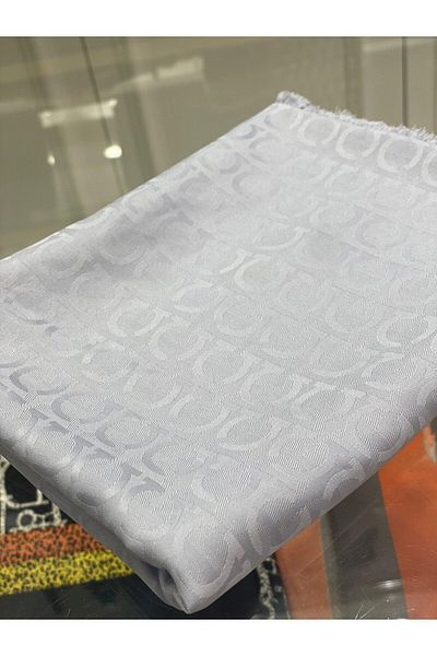 Organic Scarfs شال جاكار حريري رمادي من سلفاتوري