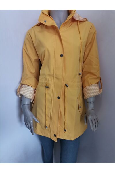 Xexese 2125 Büyük Beden Su Geçirmez Mevsimlik Mont Sarı