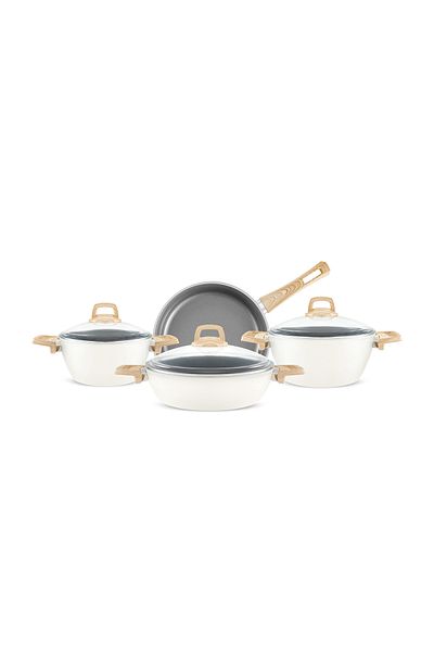 Karaca Swiss Crystal 7-teiliges Kochtopfset, Creme
