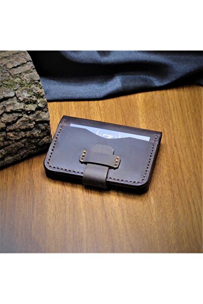 Z ZDK Leather Craft Hakiki Deri Mini Cüzdan Koyu Taba - Kurtuluş