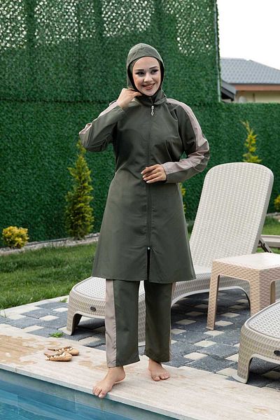 EBRUTESETTÜR Hijab Swimsuit - Parachute Fabric, Zippered