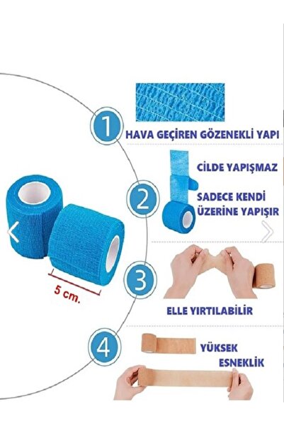 MEDLIVE Coban Bandajı Kendinden Yapışkanlı Bandaj Coban Bandajı Sargı Bandajı Sargı Bilek 5cmx4.5 m 1 Adet