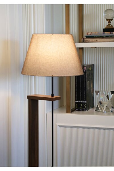 HOMİNG Pi Ahşap Gövdeli Kumbeji Kumaş Başlıklı Lambader Ayd-3134