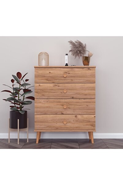 Ankara Mobilya Milas Ahşap Ayaklı Atlantik Çam Şifonyer