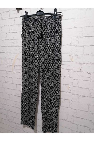 anne moda ankara High Waist 2 Pocket Patterned Summer Viscose Cotton Trousers