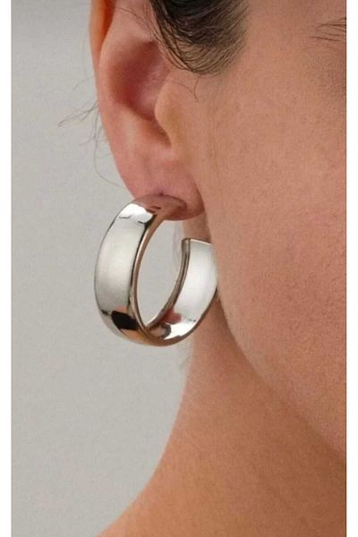 DEVİ fashion Light Silver Color Hoop Earrings