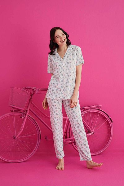 ELİZ HOMEWEAR Set Pidma din bumbac cu nasturi