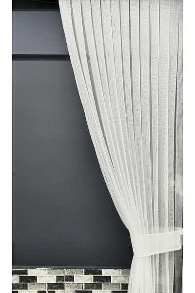 Art Perde Greek Model - Right Wing Tulle Background, Leaded Laced