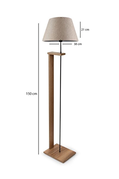 HOMİNG Pi Ahşap Gövdeli Kumbeji Kumaş Başlıklı Lambader Ayd-3134