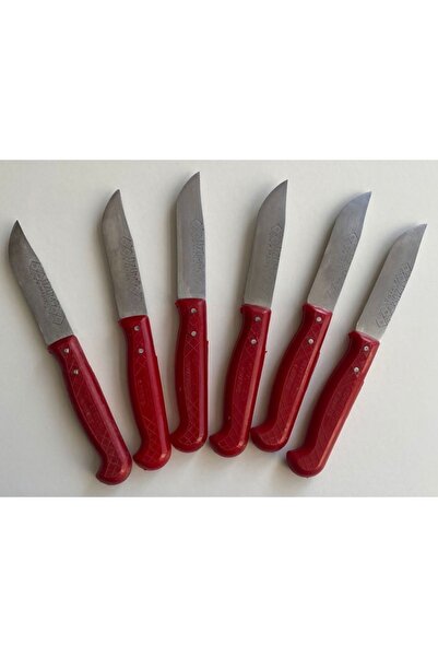 mobilreyon 6 Adet Meyve Bıçağı , Kırmızı Saplı 6 Lı Bıçak Set , Uzunluk 17 Cm