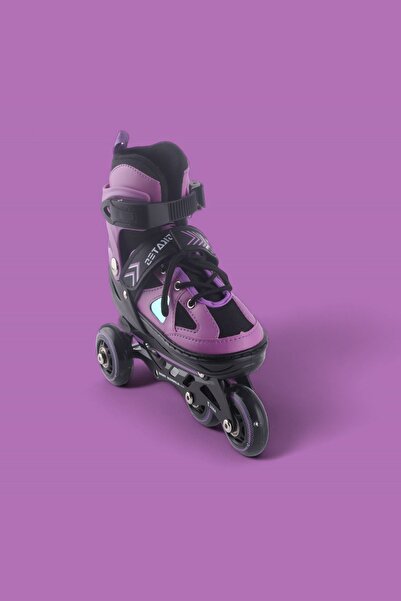 Vadi Purple Double Row Silicone Wheeled Aluminum Body Adjustable Lighted Practice Skating Bag Gift