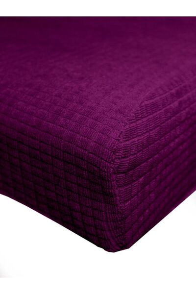 Faiend Mor Sandalye Kılıfı Yıkanabilir Likralı Esnek Lastikli Sandalye Örtü 6 Adet