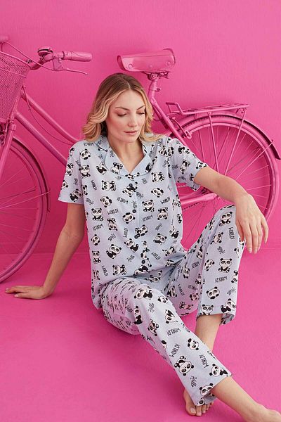 ELİZ HOMEWEAR Buttoned Cotton Pidma Set