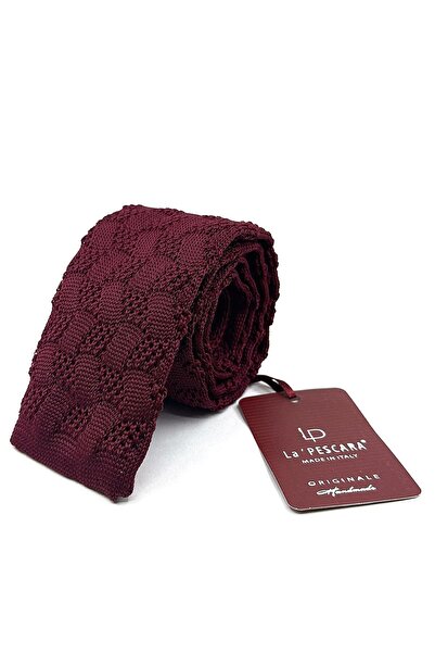 La Pescara Claret Red Self Pattern Knitted Tie Knitted 8344