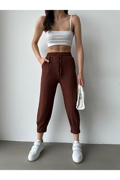 BEJNA Damenhose mit Bundfalten in braun
