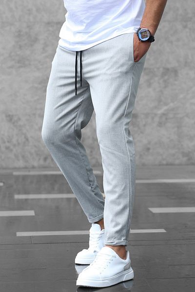 BLG SPORTS WEAR Men's Gray Slim Fit Jogger Pants - Double Leg